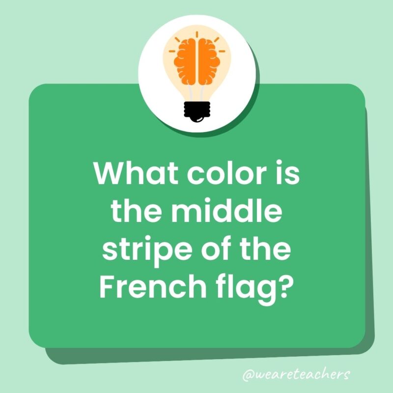 Trivia questions for kids: What color is the middle stripe of the French flag?