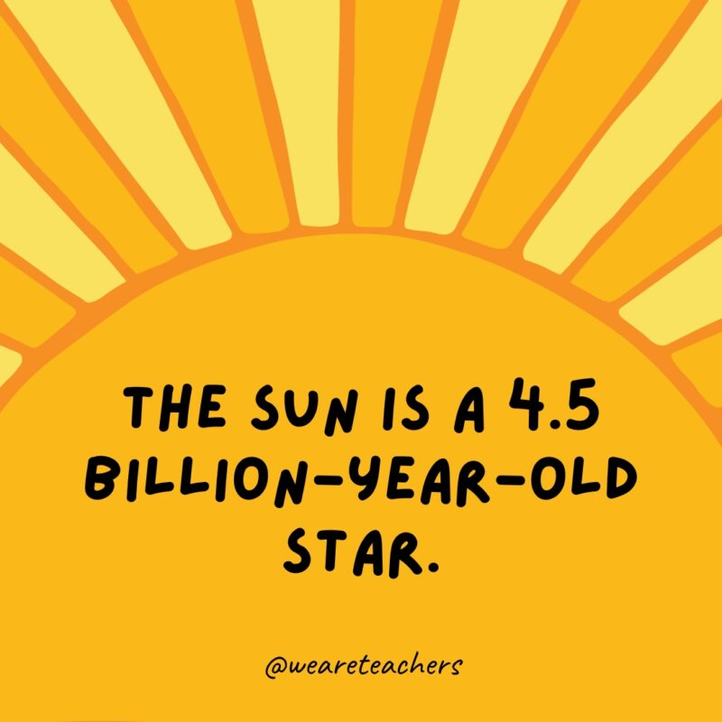 Facts about the sun: The sun is a 4.5 billion-year-old star.