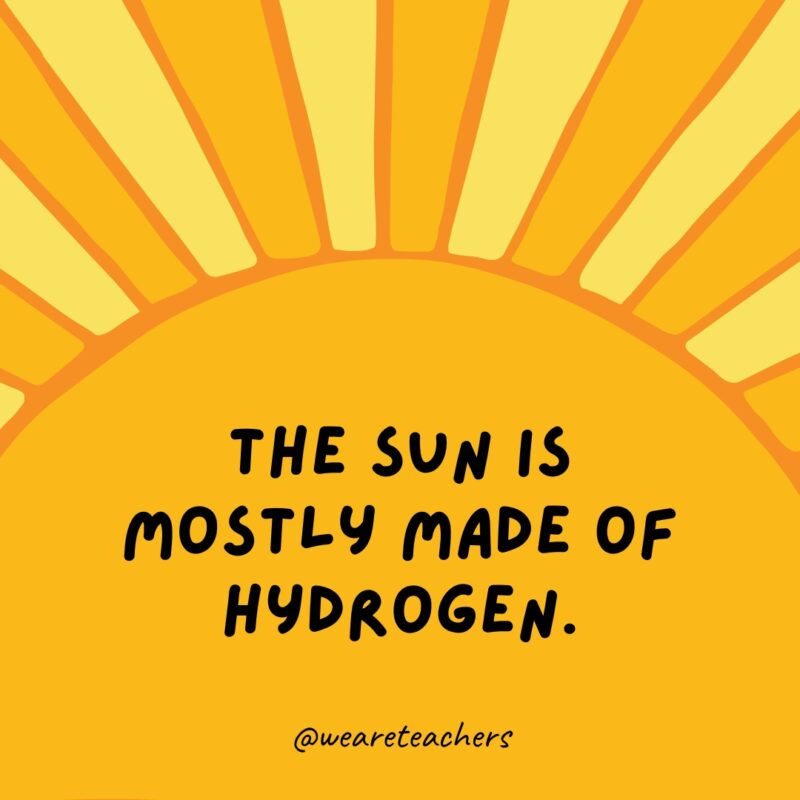 Facts about the sun: The sun is mostly made of hydrogen.