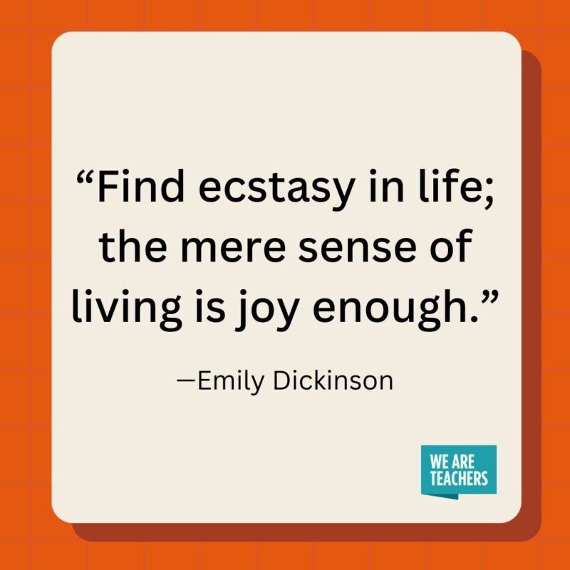 Find ecstasy in life; the mere sense of living is joy enough.