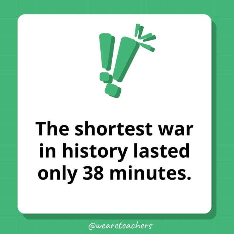 The shortest war in history lasted only 38 minutes. 