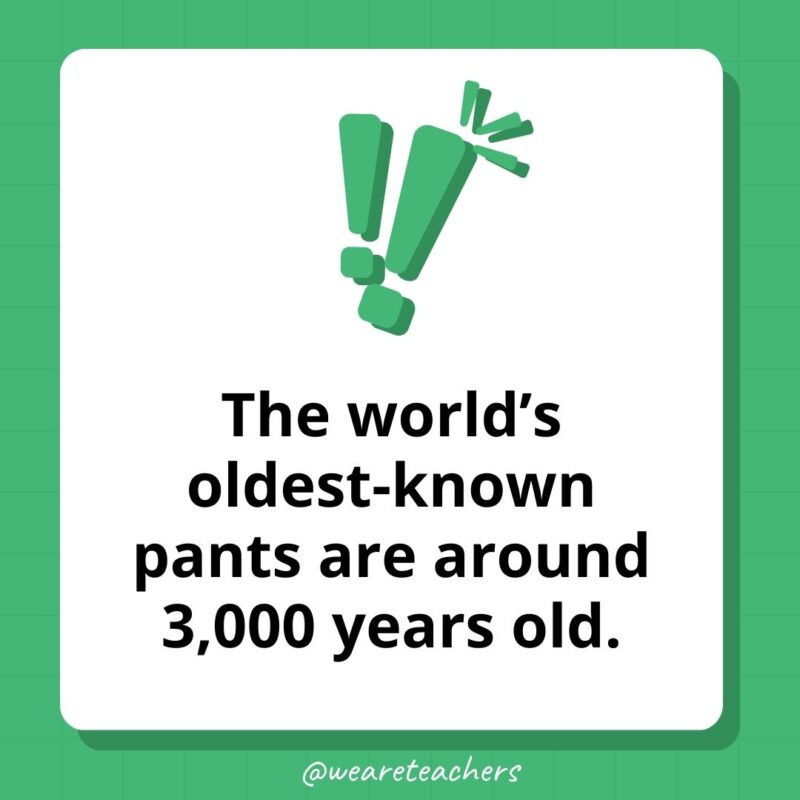 The world's oldest-known pants are around 3,000 years old.