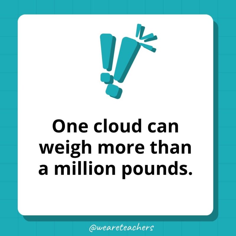 One cloud can weigh more than a million pounds.