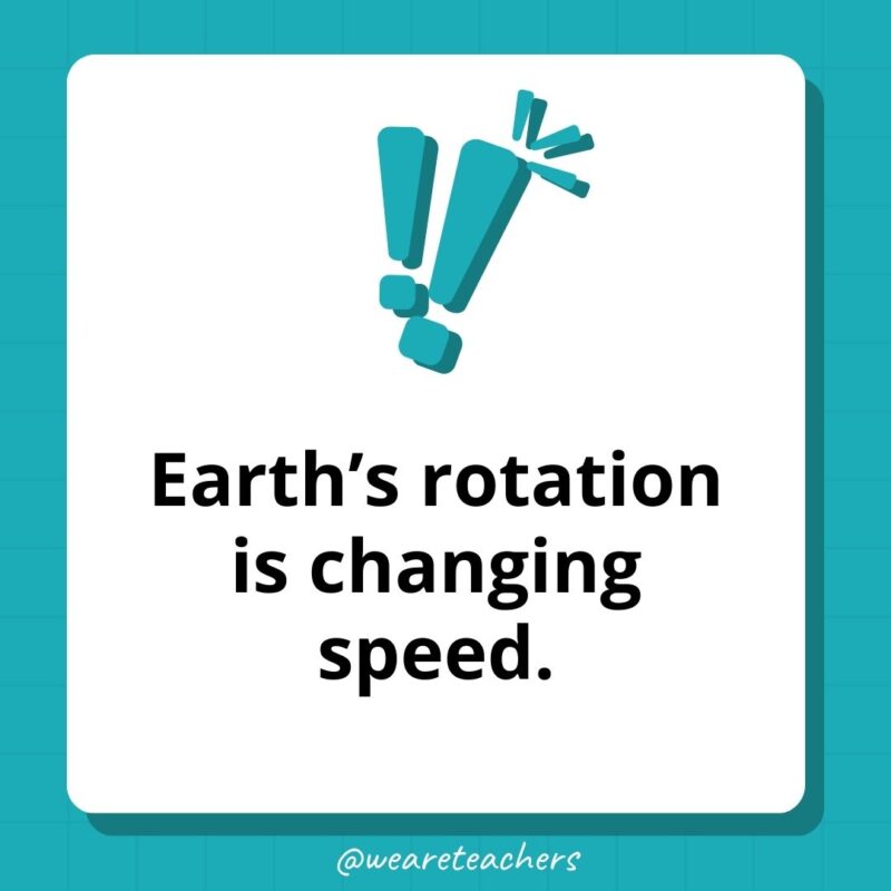  Earth’s rotation is changing speed.