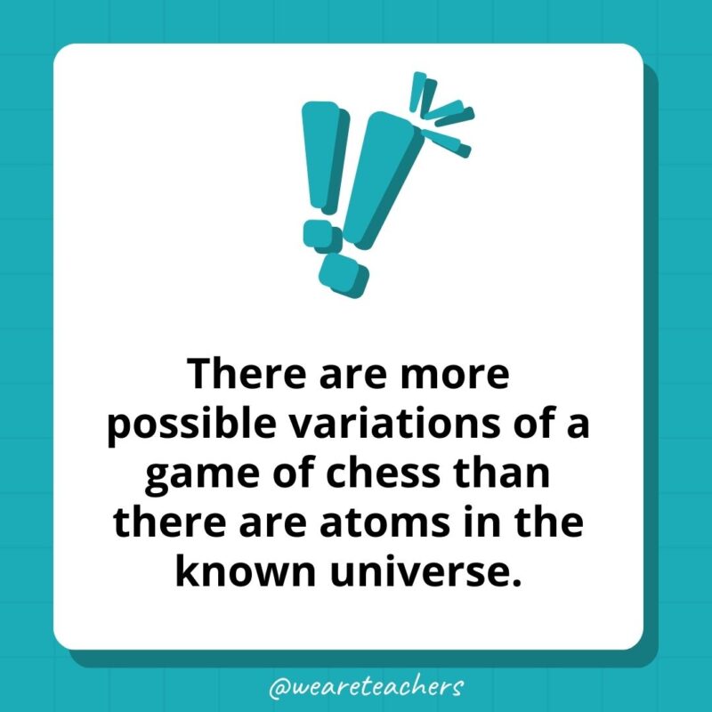 There are more possible variations of a game of chess than there are atoms in the known universe.