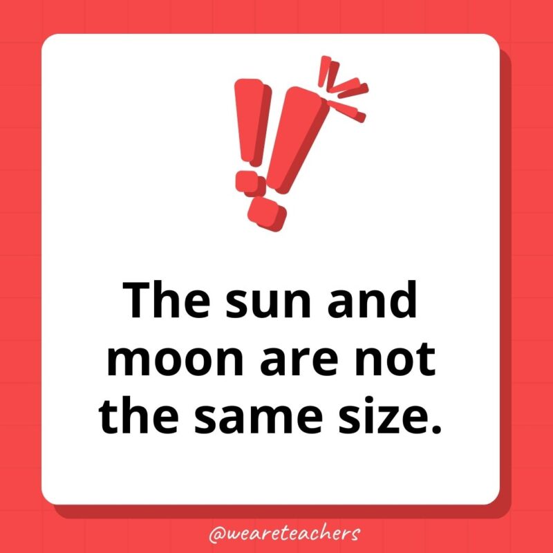 The sun and moon are not the same size.