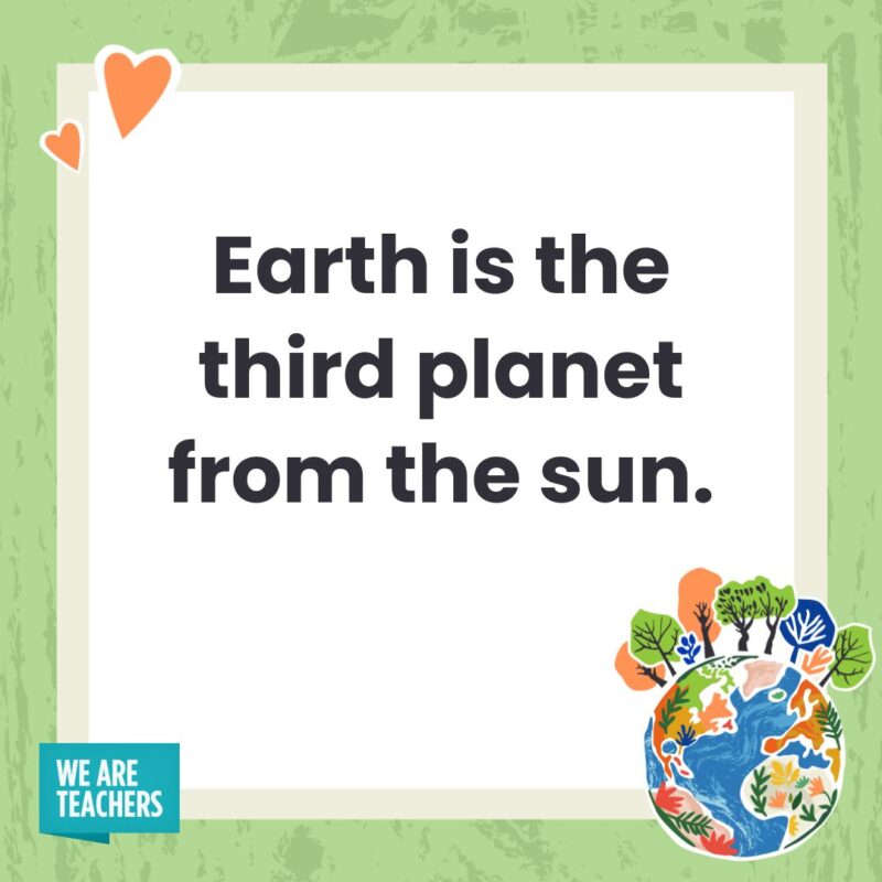 Earth is the third planet from the sun.- facts about Earth