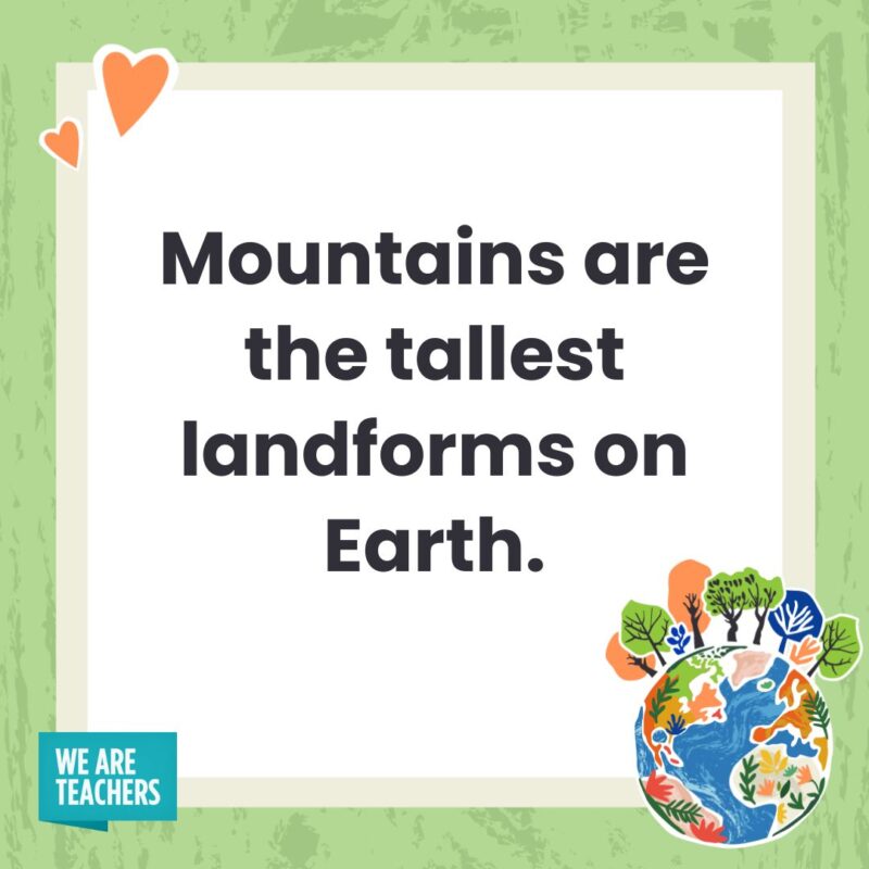 Mountains are the tallest landforms on Earth.