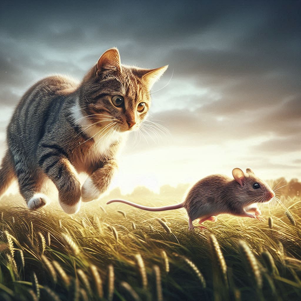 cat chasing mouse