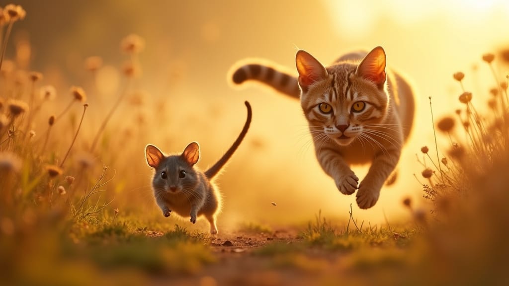 cat chasing mouse